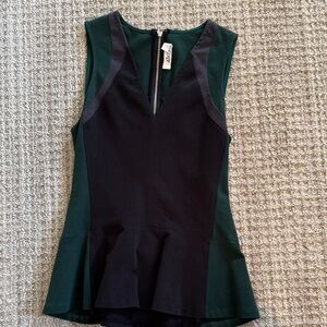 Aiko Elegant Black and Green Peplum Tank Top